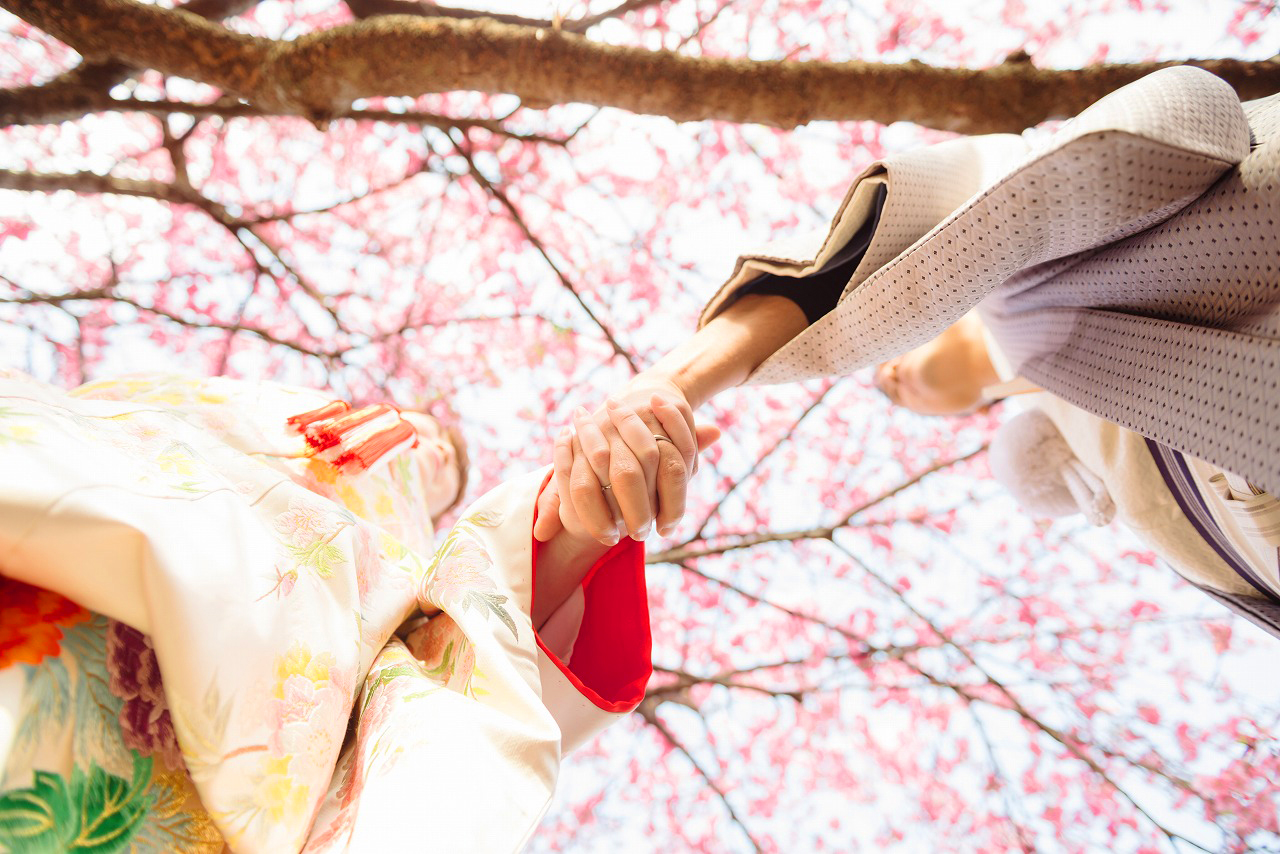 フォトウエディング,河津桜,和装,和装ロケーション撮影