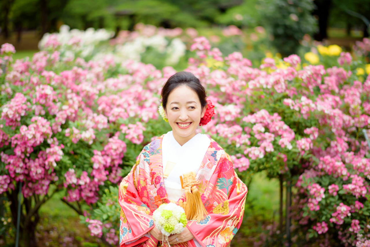 和装,小石川後楽園,ロケフォト,フォト婚,前撮り,色打掛