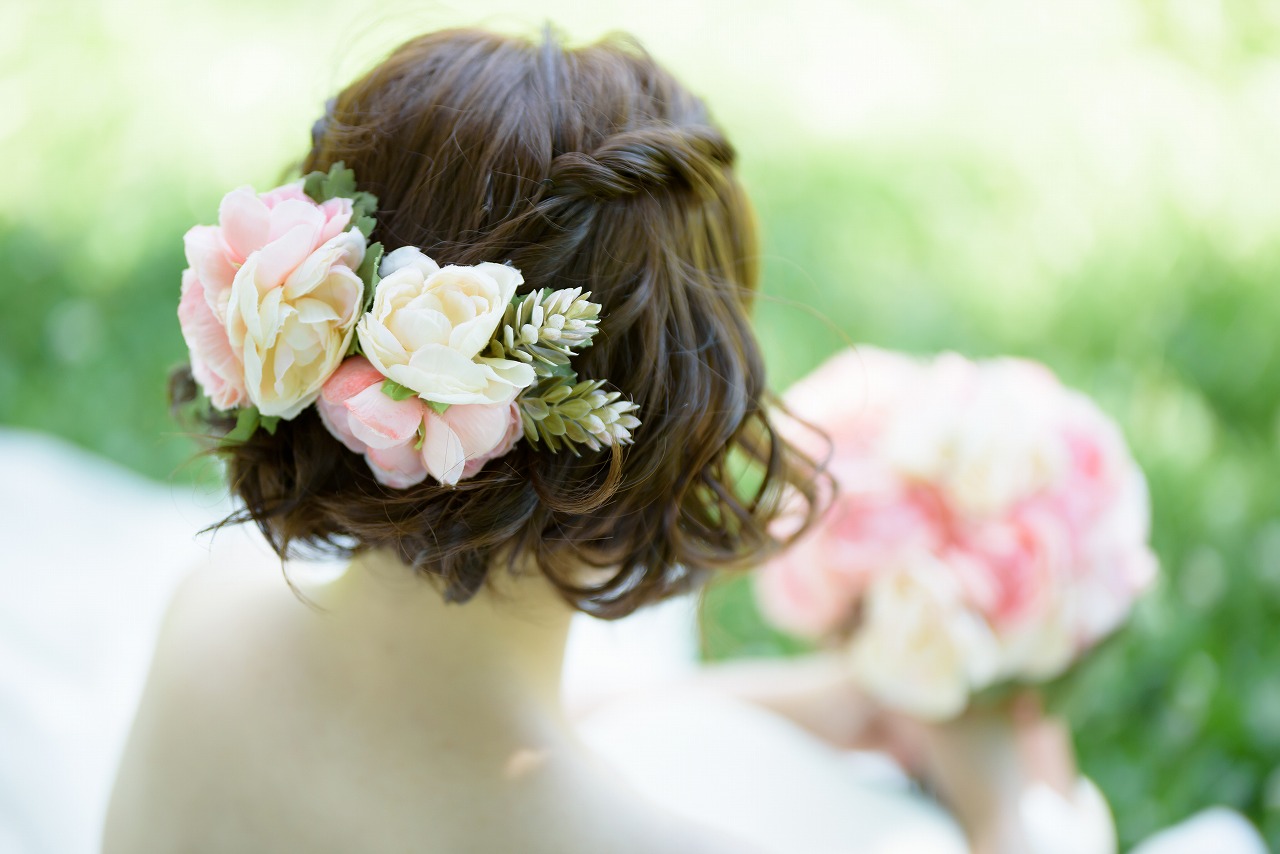 花嫁ヘア,ショートヘア,ショートボブ,ショート花嫁,ブライダルヘア,髪型,写真だけの結婚式,フォトウエディング