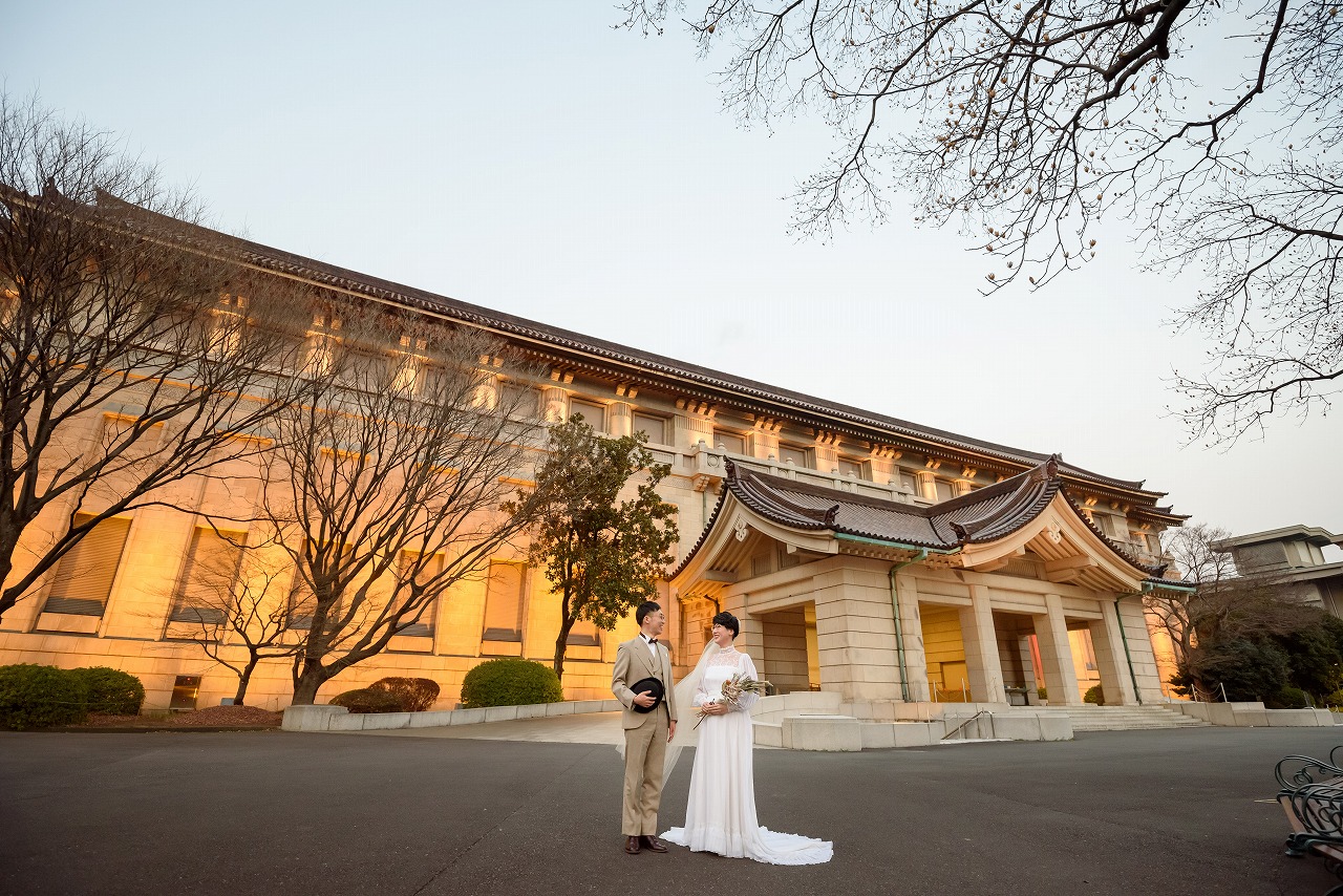 東京国立博物館.洋館,前撮り,フォトウエディング,後撮り,フォト婚,ヴィンテージドレス,めがね花嫁,ベリショ花嫁