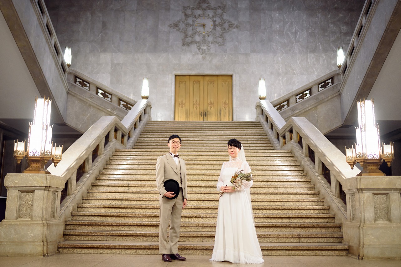 東京国立博物館.洋館,前撮り,フォトウエディング,後撮り,フォト婚,ヴィンテージドレス,めがね花嫁,ベリショ花嫁