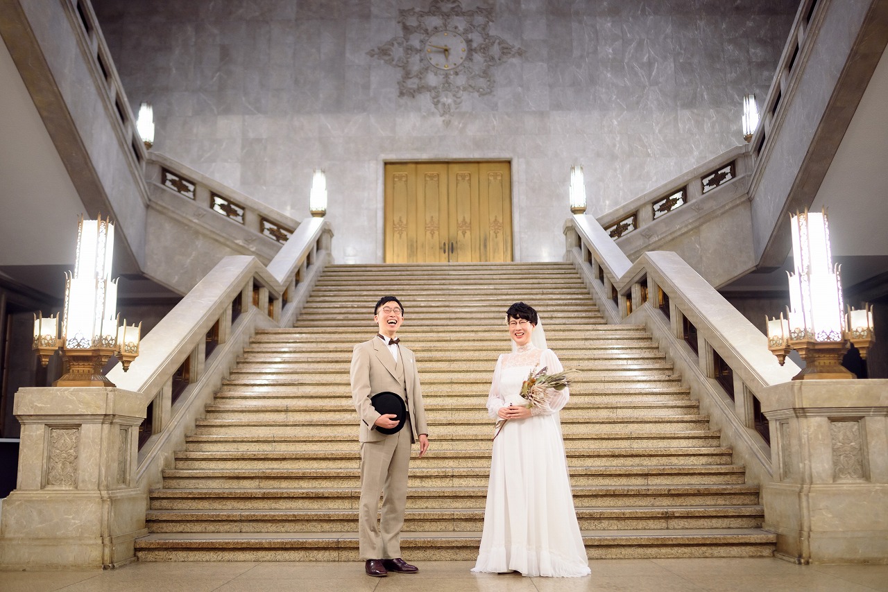 東京国立博物館.洋館,前撮り,フォトウエディング,後撮り,フォト婚,ヴィンテージドレス,めがね花嫁,ベリショ花嫁