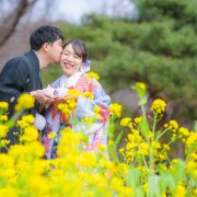 春の前撮り　和装ロケーション撮影（椿、河津桜、菜の花）の画像10