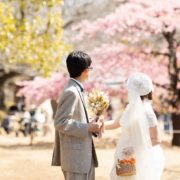 河津桜で春色フォトウエディング