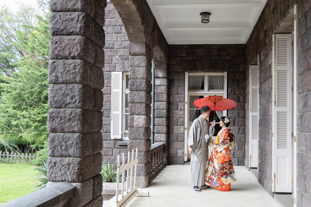 歴史的建造物で和装撮影