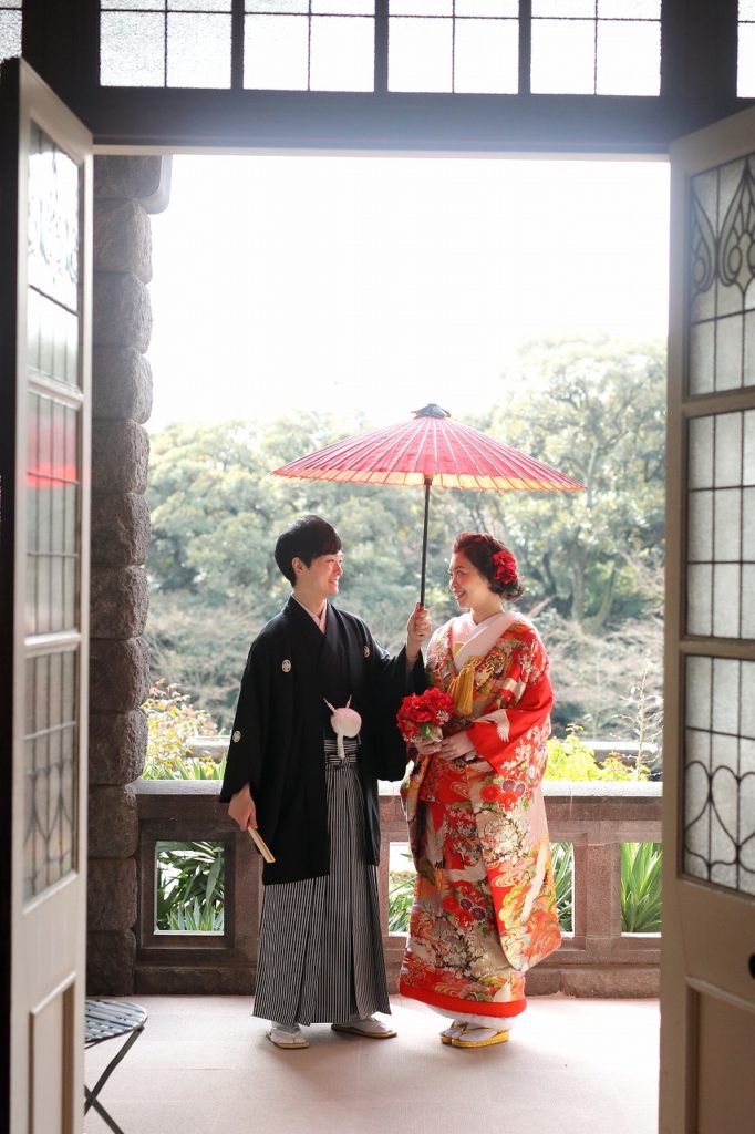 歴史的建造物で和装撮影