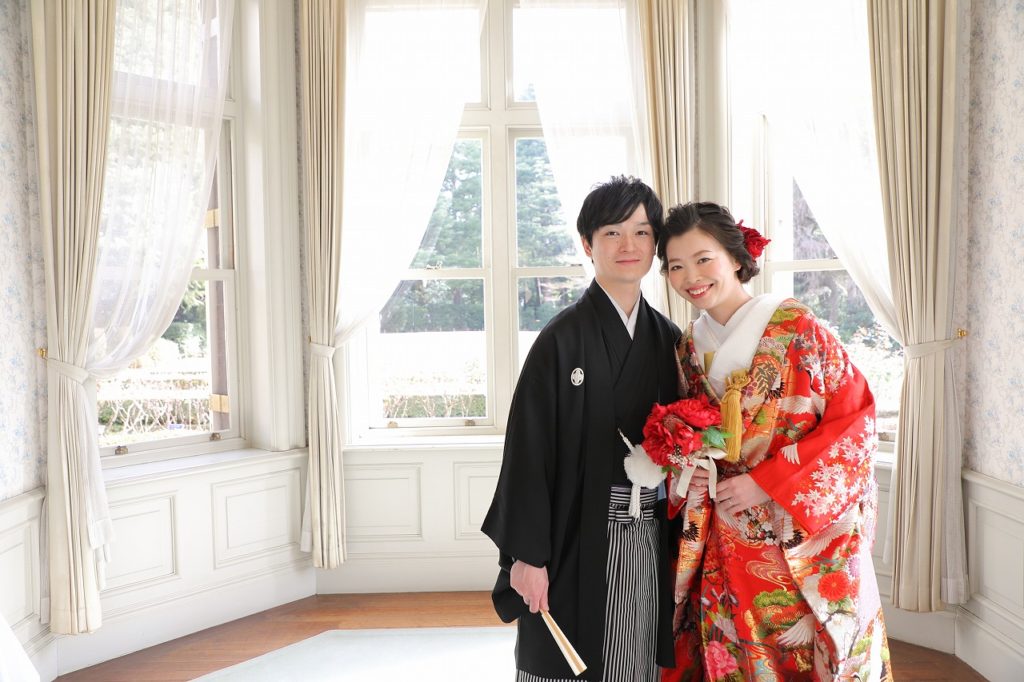 歴史的建造物で和装撮影